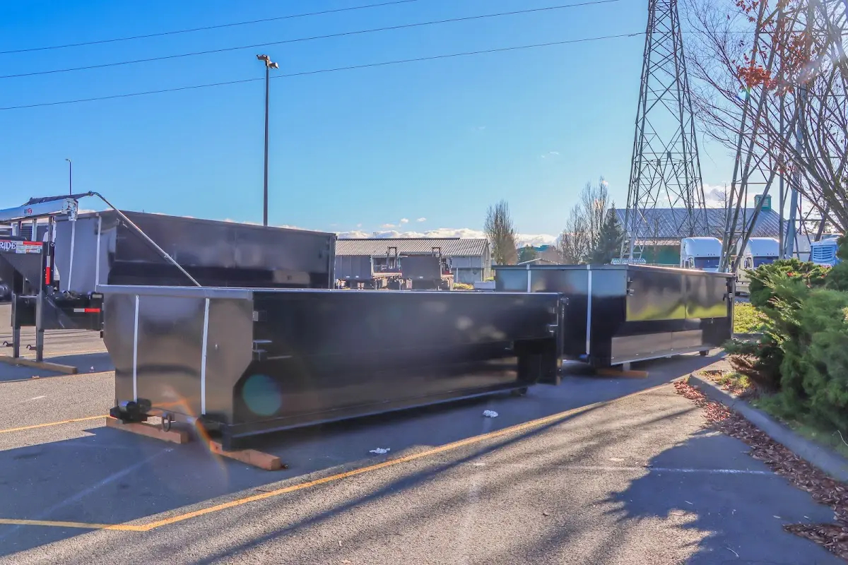 Roll-off dumpster ready for waste disposal at job site for Construction Dumpster Rental in Sheridan